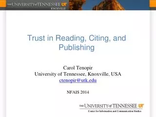 Trust in Reading, Citing, and Publishing