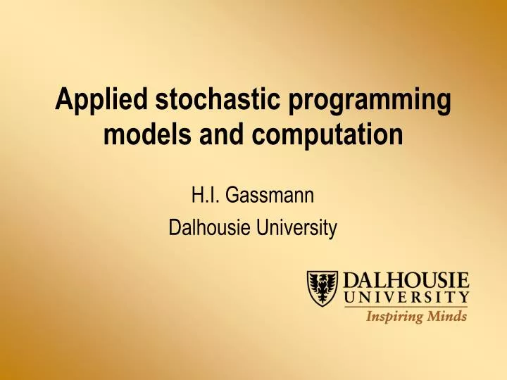 applied stochastic programming models and computation