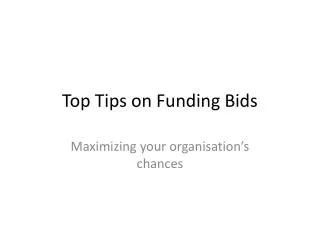 Top Tips on Funding Bids