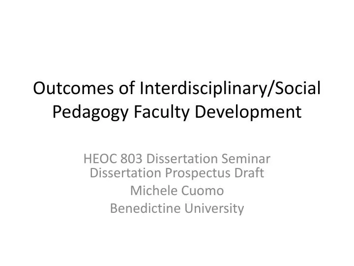 outcomes of interdisciplinary social pedagogy faculty development