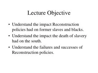 Lecture Objective