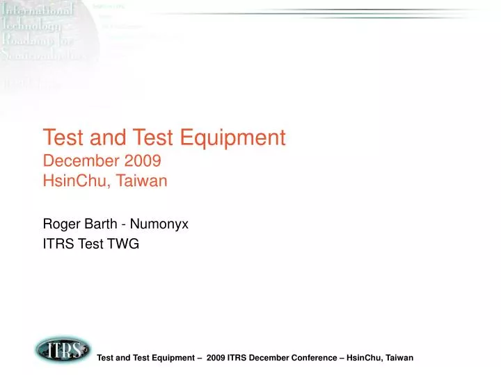 test and test equipment december 2009 hsinchu taiwan