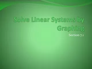 solve linear systems by graphing