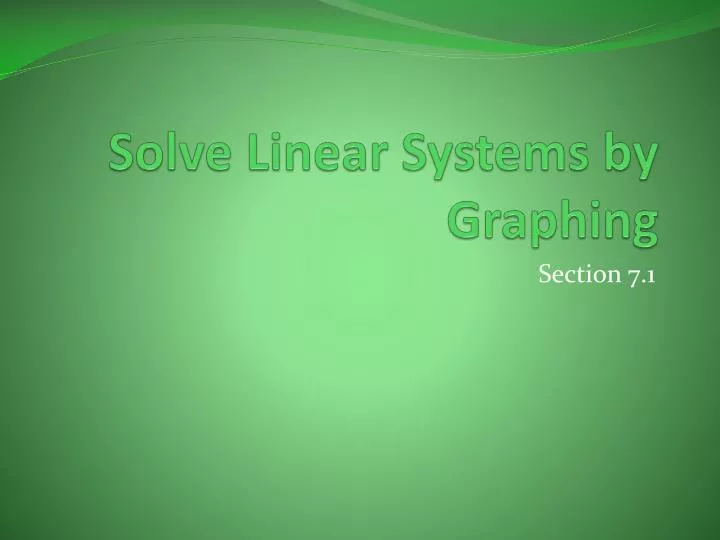 solve linear systems by graphing