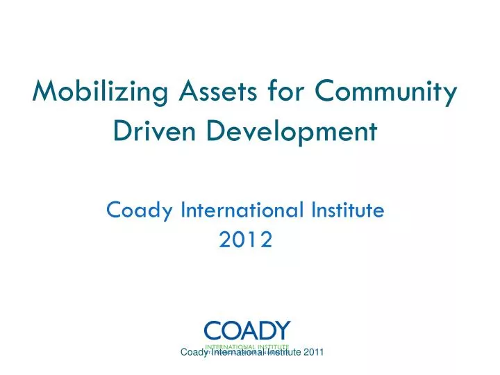 mobilizing assets for community driven development