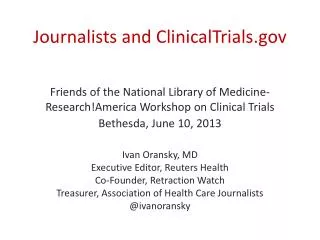Journalists and ClinicalTrials