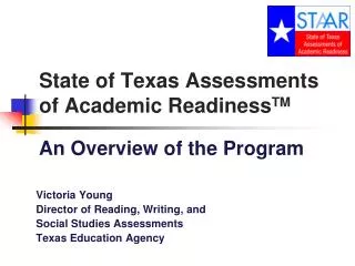 State of Texas Assessments of Academic Readiness TM