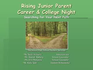 Rising Junior Parent Career &amp; College Night Searching for Your Next Path