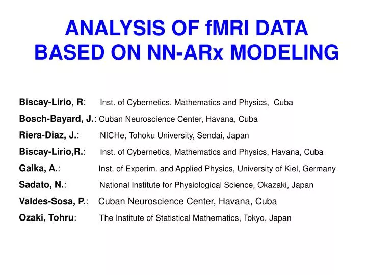 analysis of fmri data based on nn arx modeling