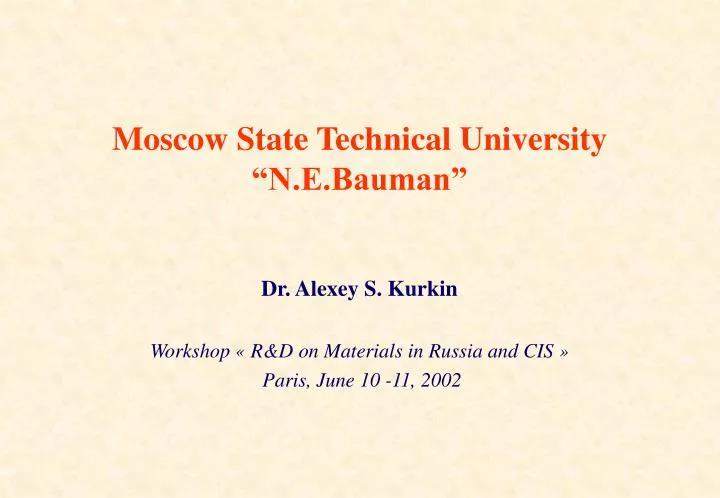 moscow state technical university n e bauman