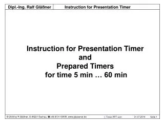 Instruction for Presentation Timer and Prepared Timers for time 5 min … 60 min