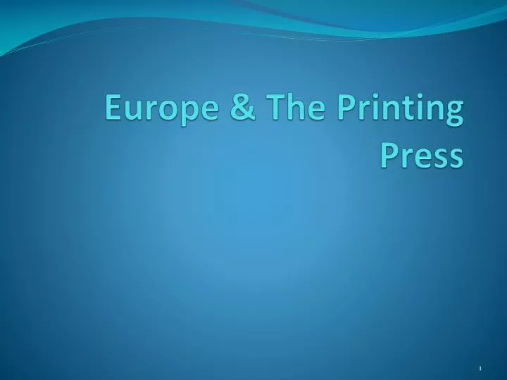 europe the printing press