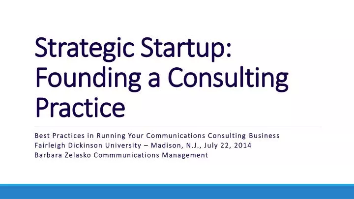 strategic startup founding a consulting practice