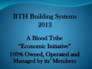 BTH Building Systems 2013