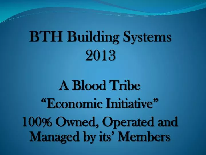 bth building systems 2013