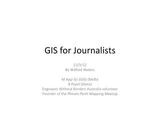 GIS for Journalists