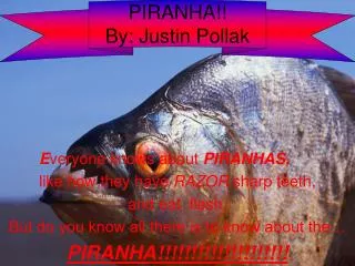 PIRANHA!! By: Justin Pollak