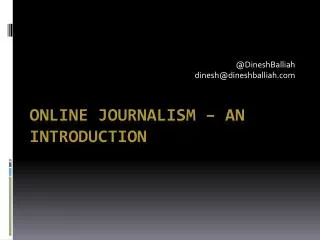 Online journalism – an introduction