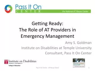 Getting Ready: The Role of AT Providers in Emergency Management