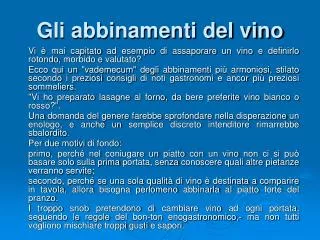 gli abbinamenti del vino