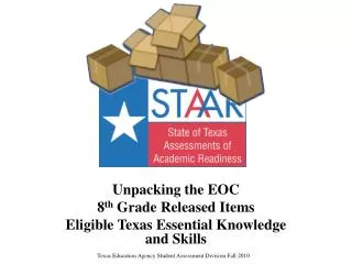 Unpacking the EOC 8 th Grade Released Items Eligible Texas Essential Knowledge and Skills