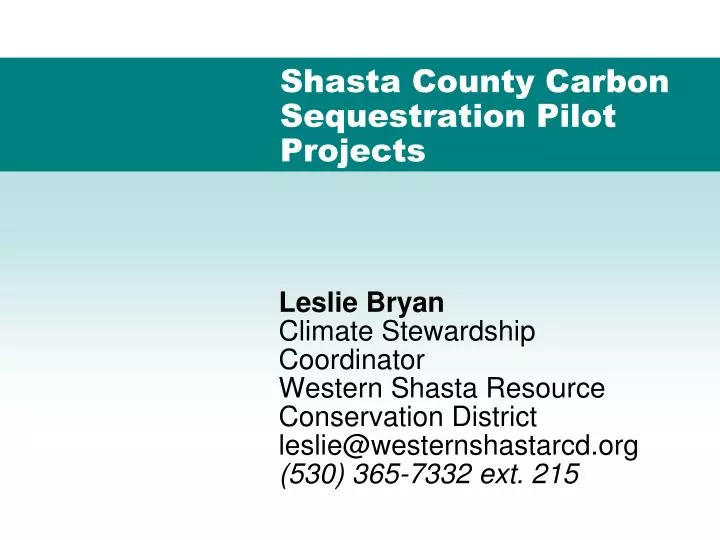 shasta county carbon sequestration pilot projects