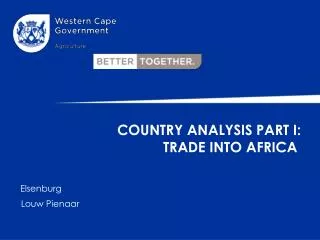 Country Analysis Part I: Trade into Africa
