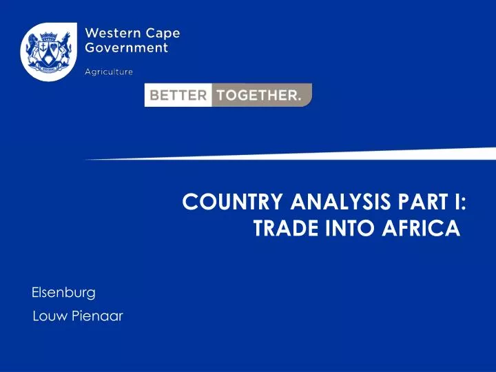 country analysis part i trade into africa