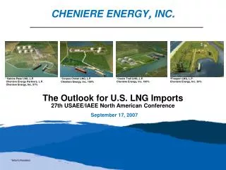 The Outlook for U.S. LNG Imports 27th USAEE/IAEE North American Conference September 17, 2007