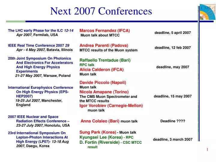next 2007 conferences