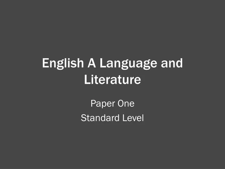 english a language and literature