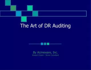 The Art of DR Auditing