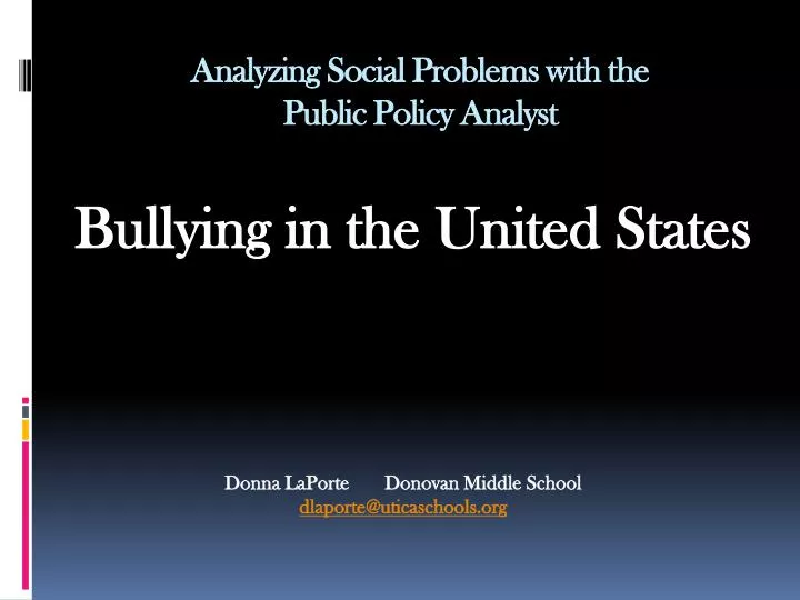 analyzing social problems with the public policy analyst