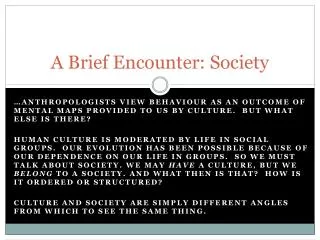 A Brief Encounter: Society