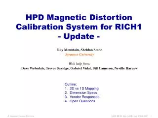 HPD Magnetic Distortion Calibration System for RICH1 - Update -