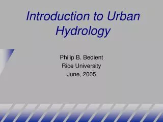 Introduction to Urban Hydrology