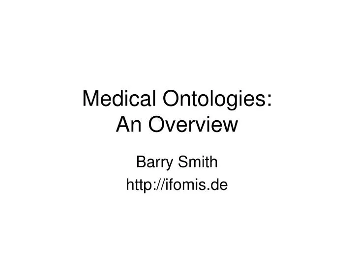 medical ontologies an overview