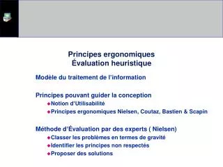 principes ergonomiques valuation heuristique