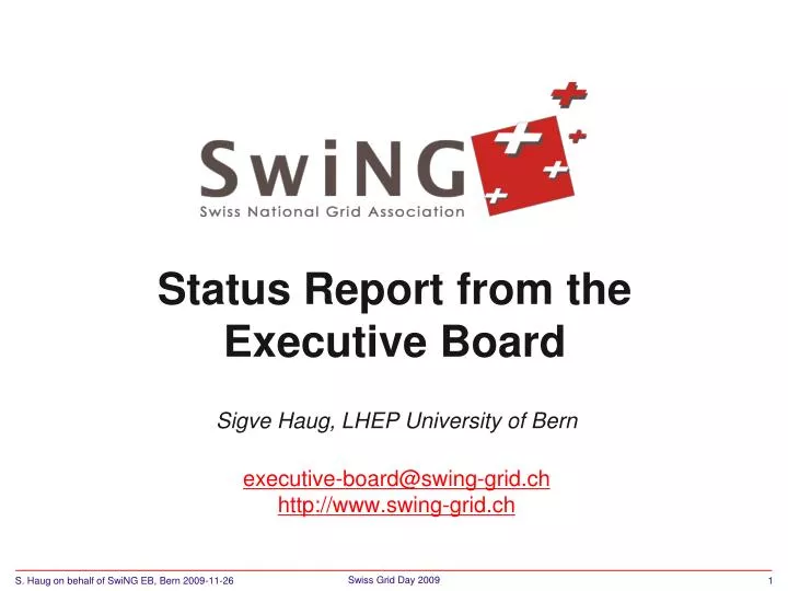 status report from the executive board