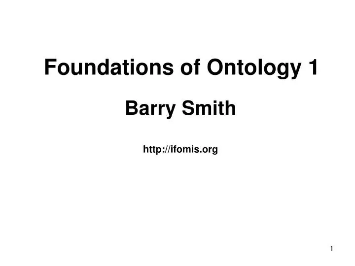 foundations of ontology 1