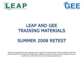 LEAP AND GEE TRAINING MATERIALS SUMMER 2008 RETEST