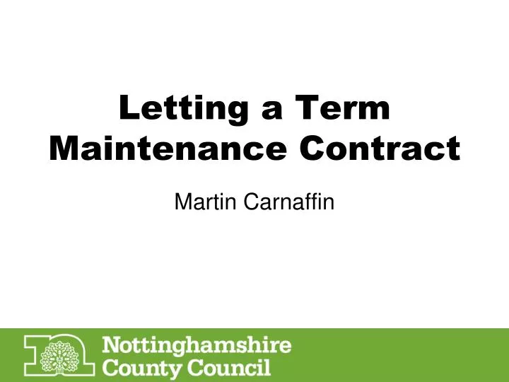 letting a term maintenance c ontract