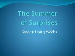 The Summer of Surprises