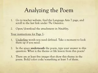 Analyzing the Poem