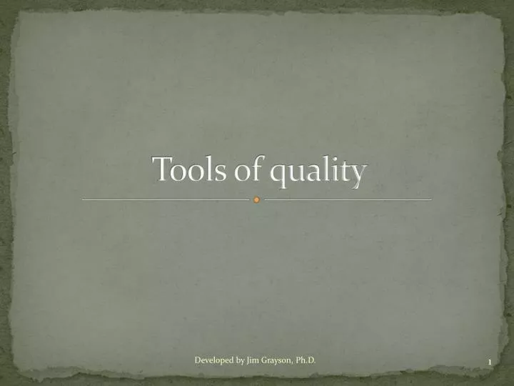 tools of quality