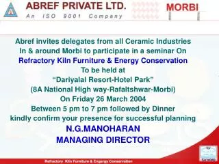 Abref invites delegates from all Ceramic Industries