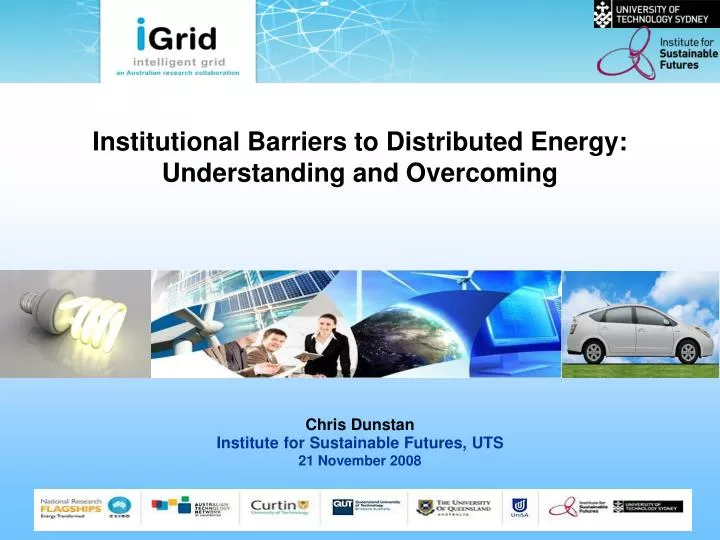 institutional barriers to distributed energy understanding and overcoming