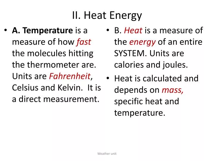 ii heat energy