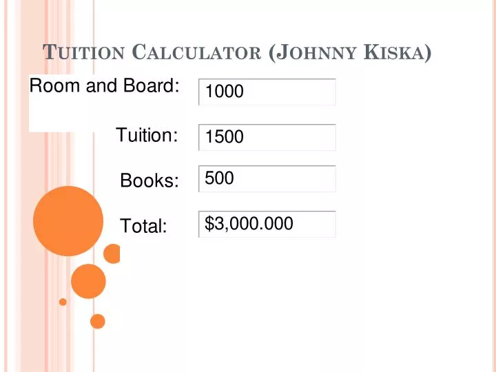 tuition calculator johnny kiska