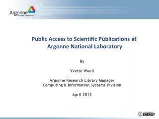 Public Access to Scientific Publications at Argonne National Laboratory